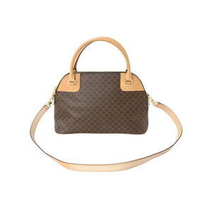 Celine Macadam Handbag Shoulder Bag Brown Leather